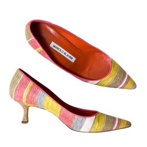 Manolo Blahnik Vintage Srila Rainbow Heels 50mm Kitten Heels 2 inches